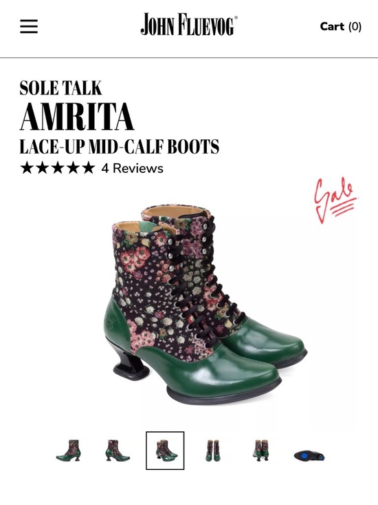 John Fluevog Shoes - John Fluevog Amrita Lace-Up Mid-Calf Boots in Green and Floral